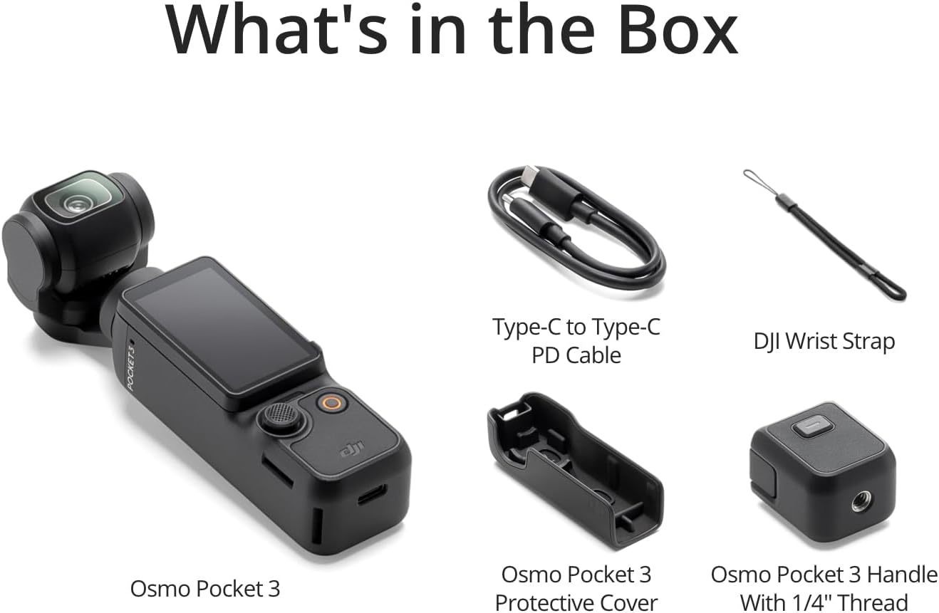DJI Osmo Pocket 3, Vlogging Cameras with 1'' CMOS & 4K/120fps Vlog Camera, 3-Axis Stabilization, Fast Focusing, Face/Object Tracking, Digital Vlogging Camera